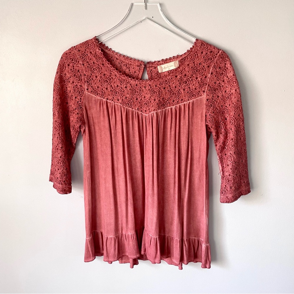 Altar’d State rust lace babydoll blouse